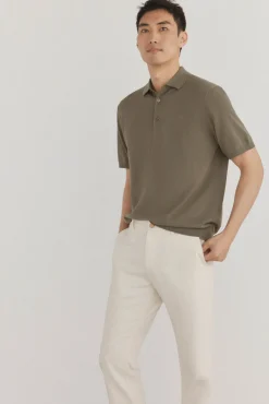 Camisa polo de algodão de manga curta premium