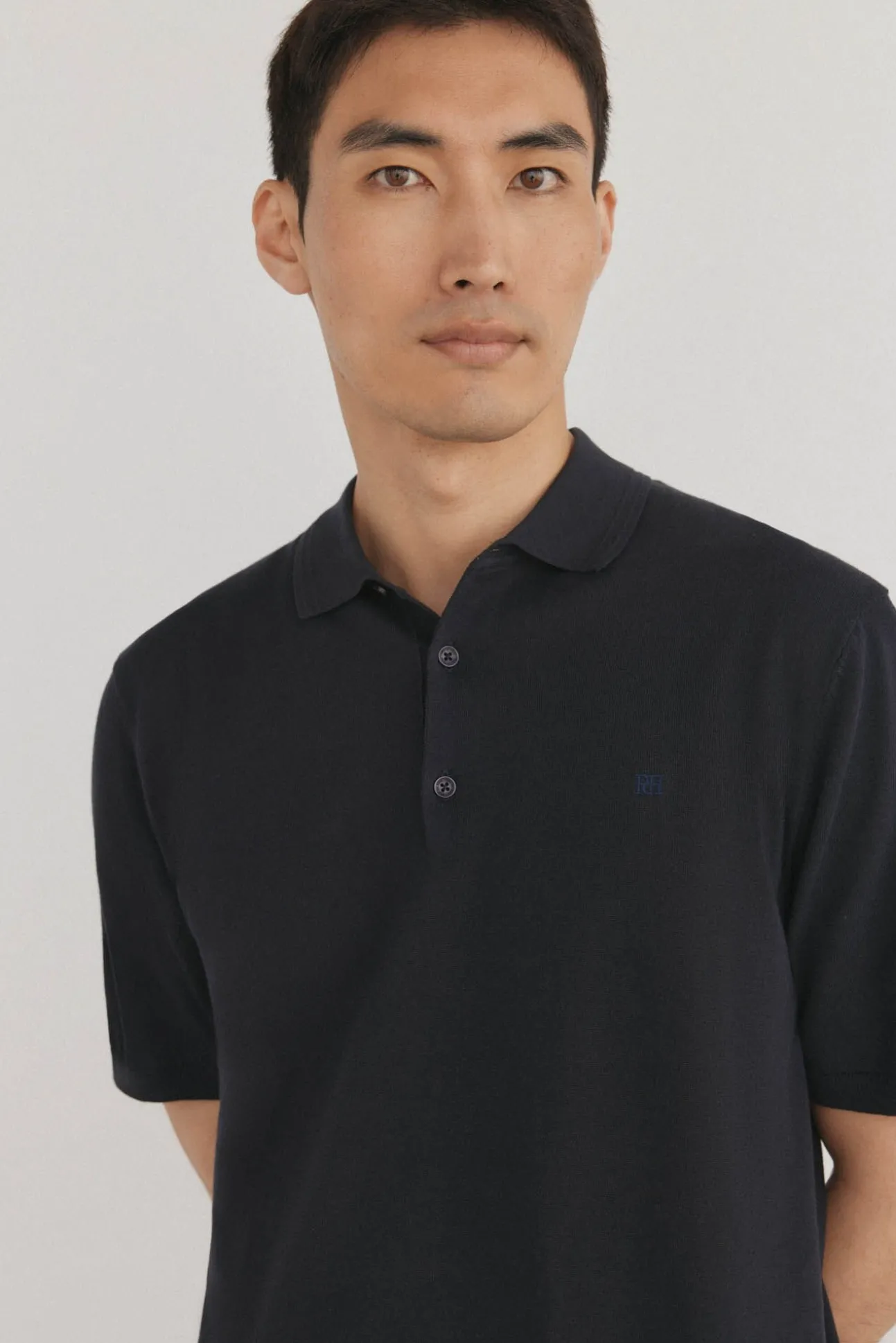 Camisa polo de algodão de manga curta premium