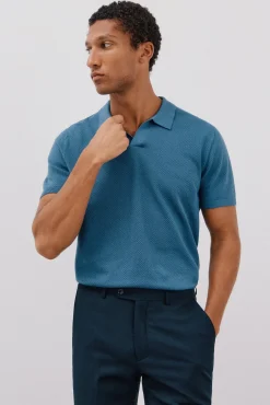 Camisa polo de algodão estruturada de manga curta