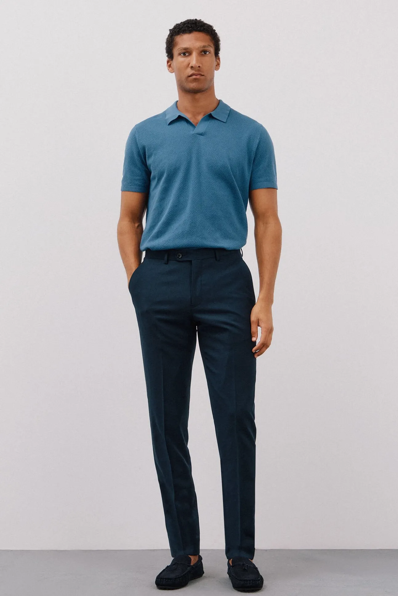 Camisa polo de algodão estruturada de manga curta
