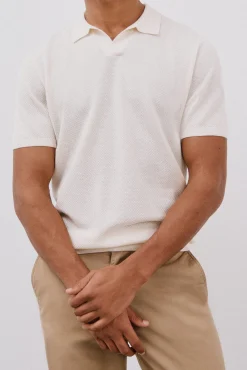 Camisa polo de algodão estruturada de manga curta