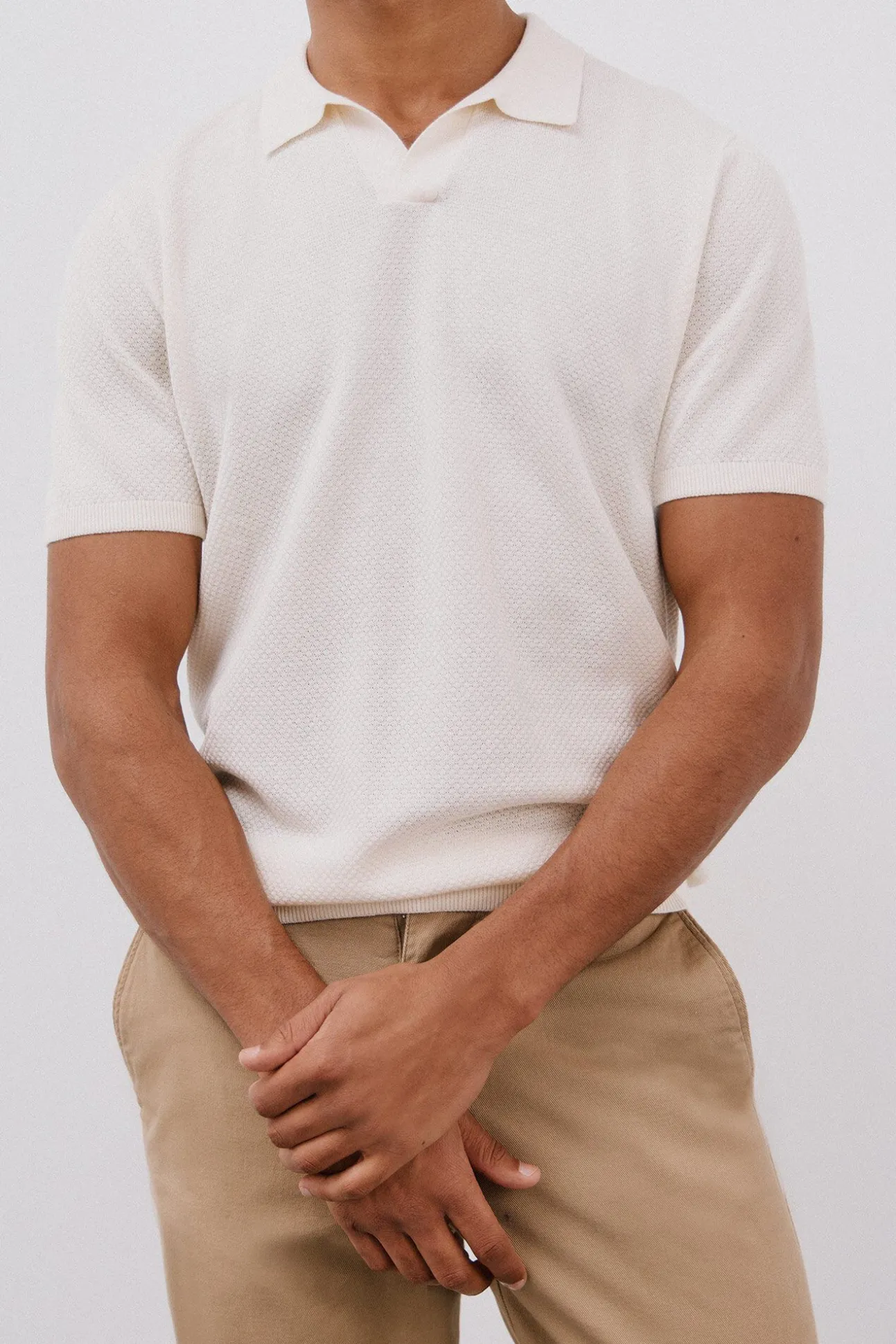 Camisa polo de algodão estruturada de manga curta