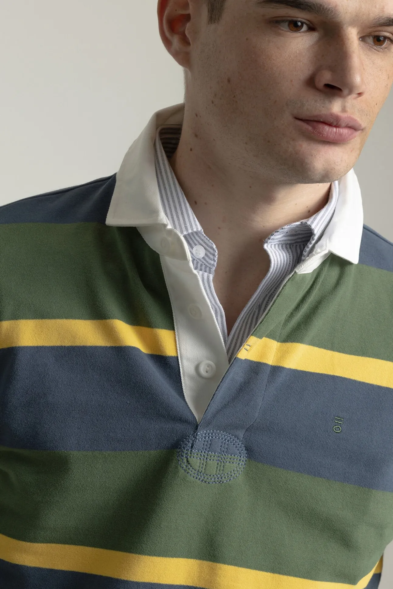 Camisa polo de algodão multi-listrada