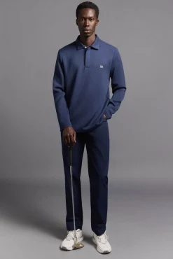 Camisa polo de golfe de manga comprida liso