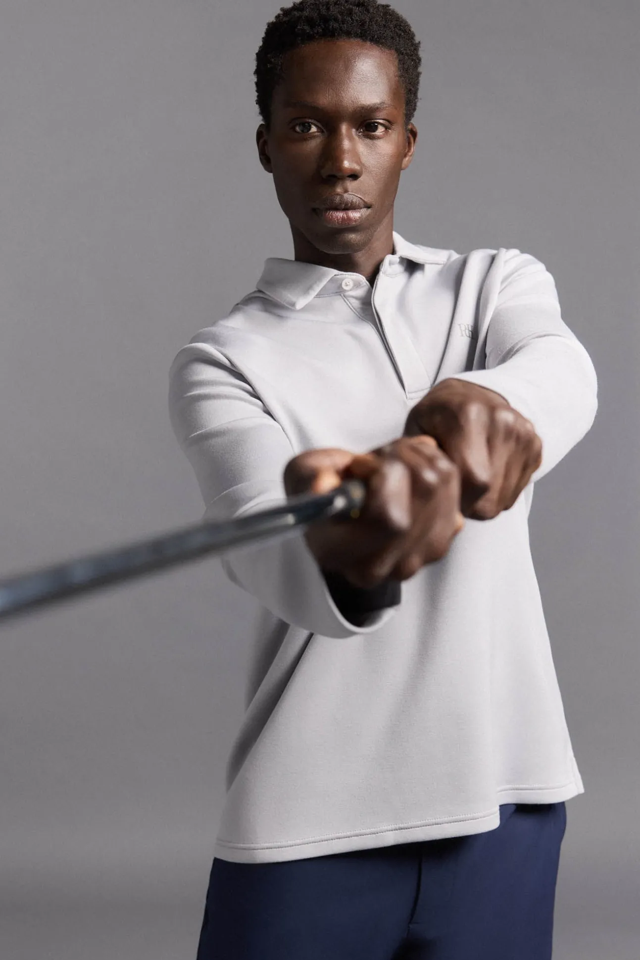 Camisa polo de golfe de manga comprida liso