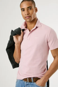 Camisa polo de manga curta com carcela tripla e logo no peito