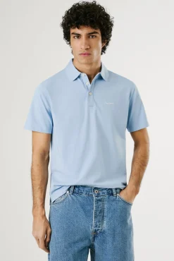 Camisa polo de manga curta com carcela tripla e logo no peito
