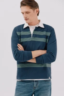 Camisa polo de rugby riscas