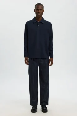 Camisa polo jacquard de manga comprida , 100% algodão orgânico