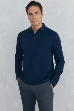 Camisa polo manga comprida mercerizada