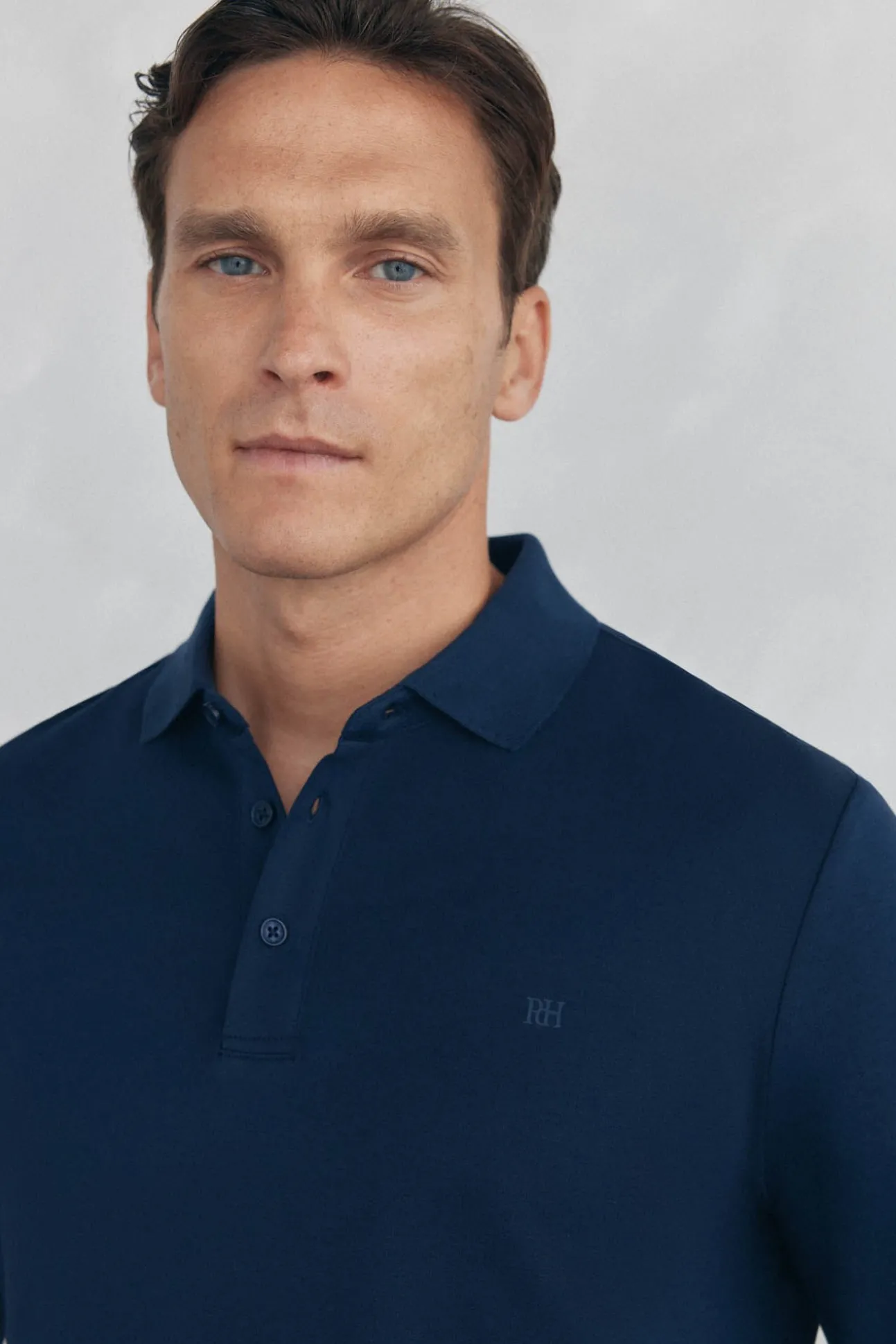 Camisa polo manga comprida mercerizada