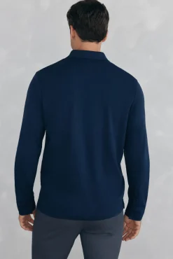Camisa polo manga comprida mercerizada