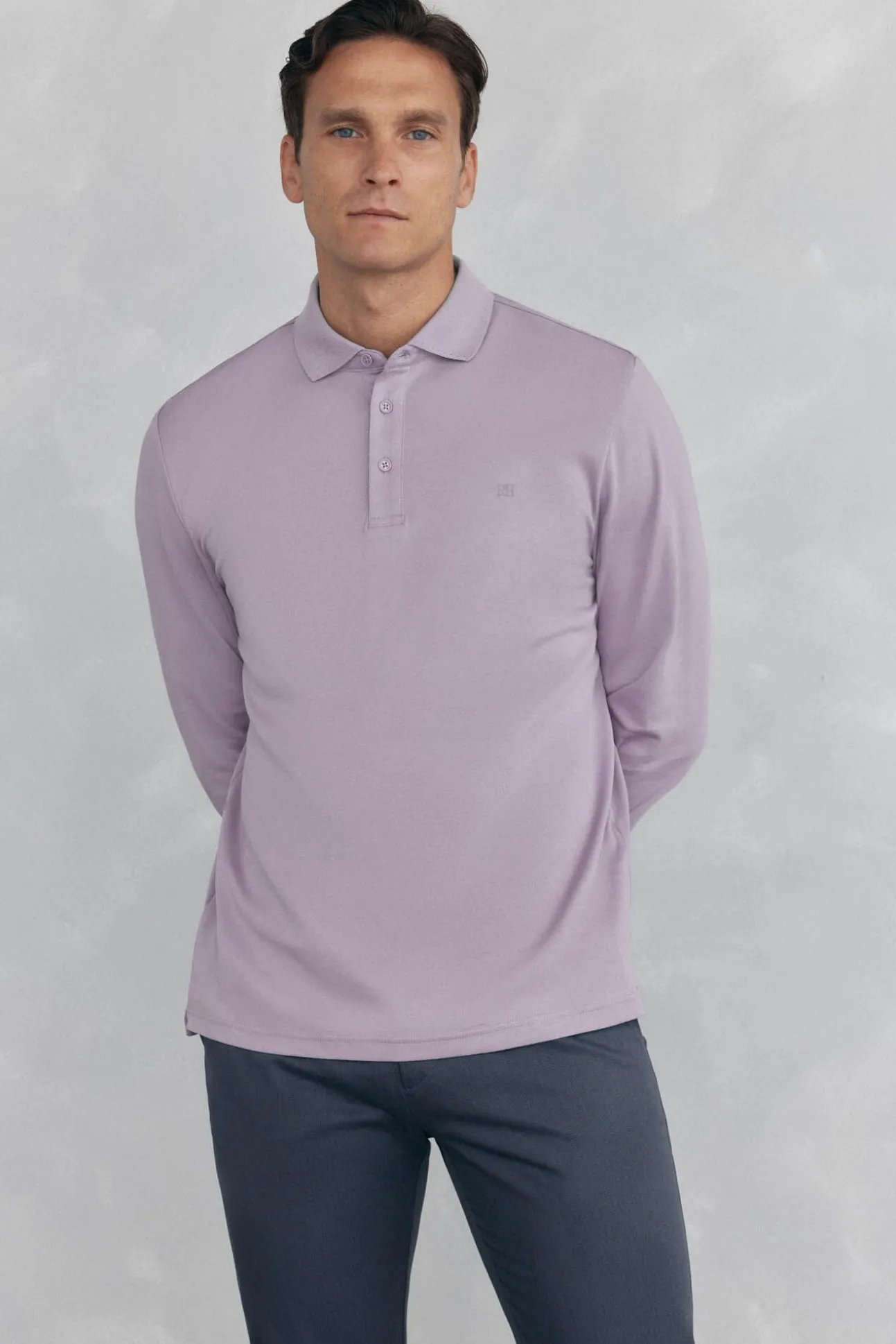 Camisa polo manga comprida mercerizada