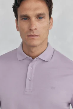 Camisa polo manga comprida mercerizada