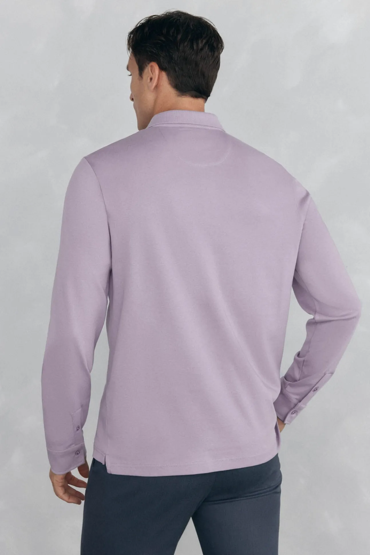 Camisa polo manga comprida mercerizada
