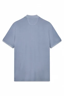 Camisa polo piqué lavada com bordado de avião