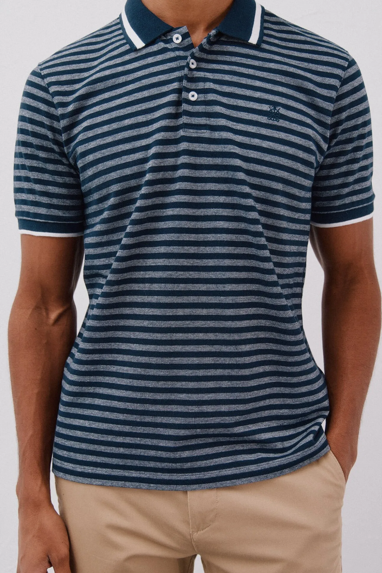 Camisa polo riscas Oxford