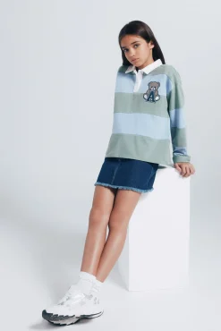 Camisa polo riscas para menina