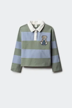 Camisa polo riscas para menina