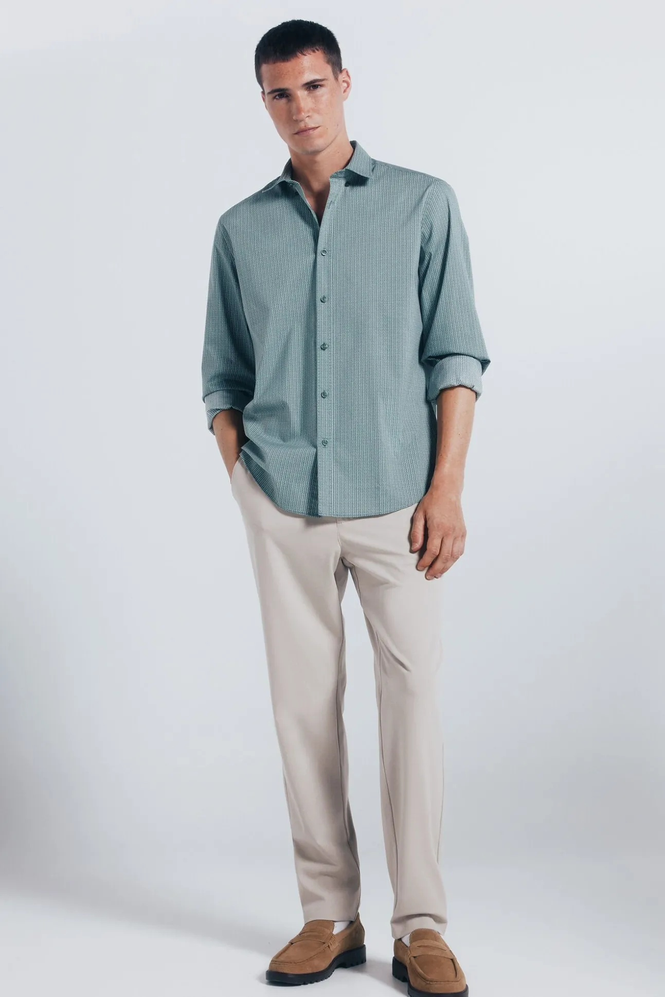 Camisa popelina micro estampado