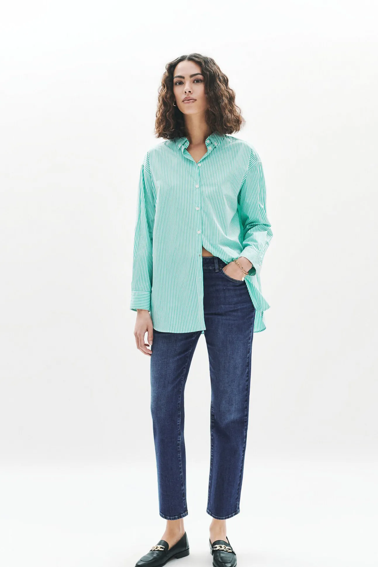 Camisa riscas 100% algodão
