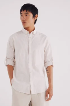 Camisa riscas de algodão