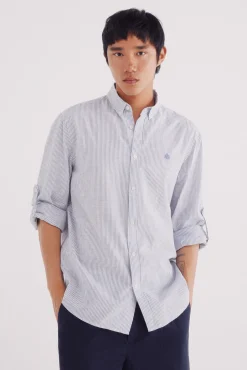 Camisa riscas de algodão