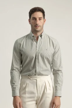 Camisa riscas de algodão slim fit