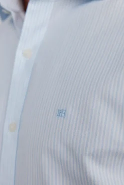 Camisa riscas fácil de passar, anti-odor, corte slim