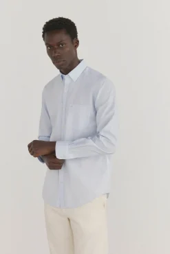 Camisa riscas que não pode ser passada a ferro + resistente a manchas