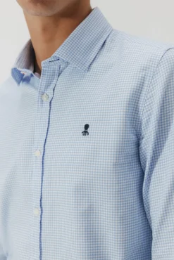 Camisa semi-vestida xadrez Oxford