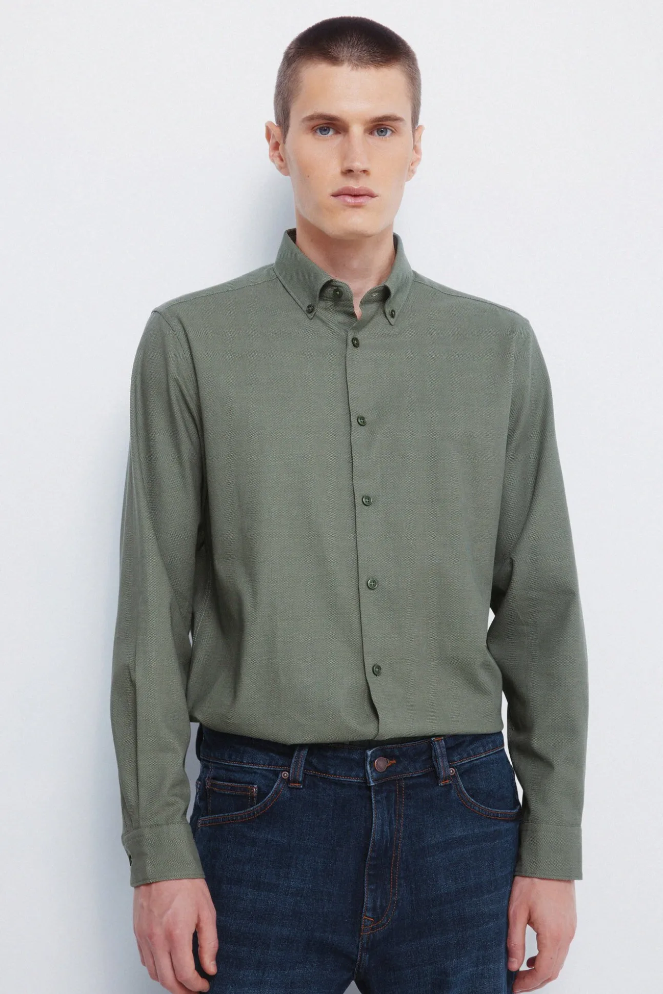 Camisa social estruturada bicolor