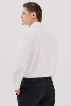 Camisa social lisa de algodão tencel