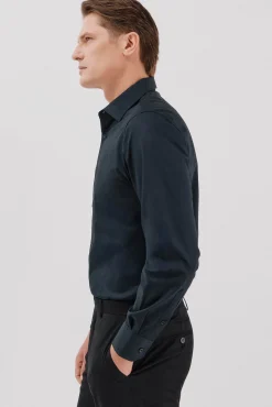 Camisa social lisa de algodão tencel