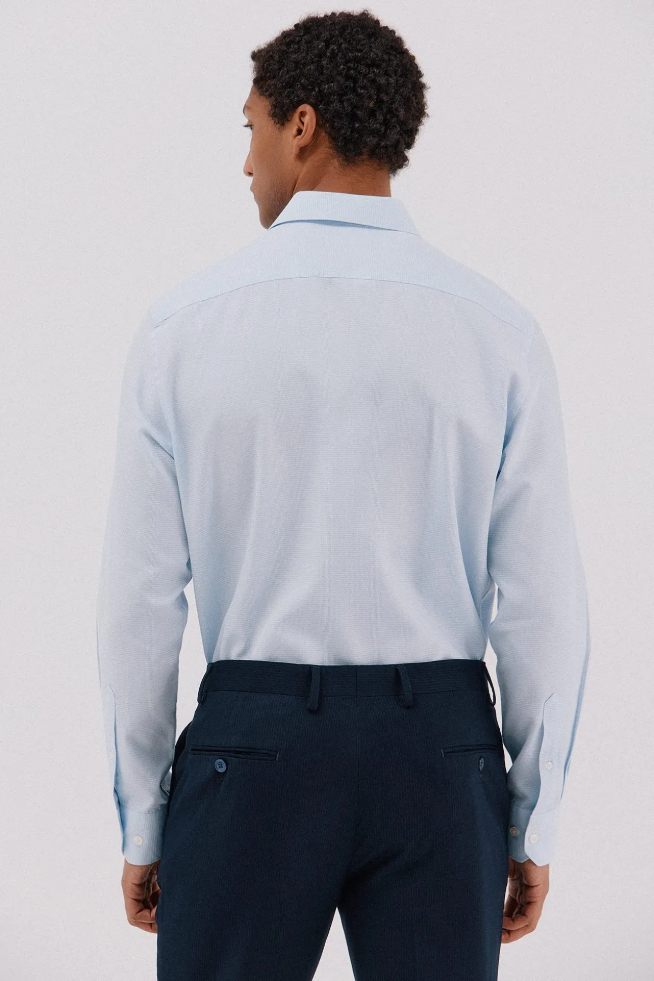 Camisa social pied-de- pied-de-poule tencel