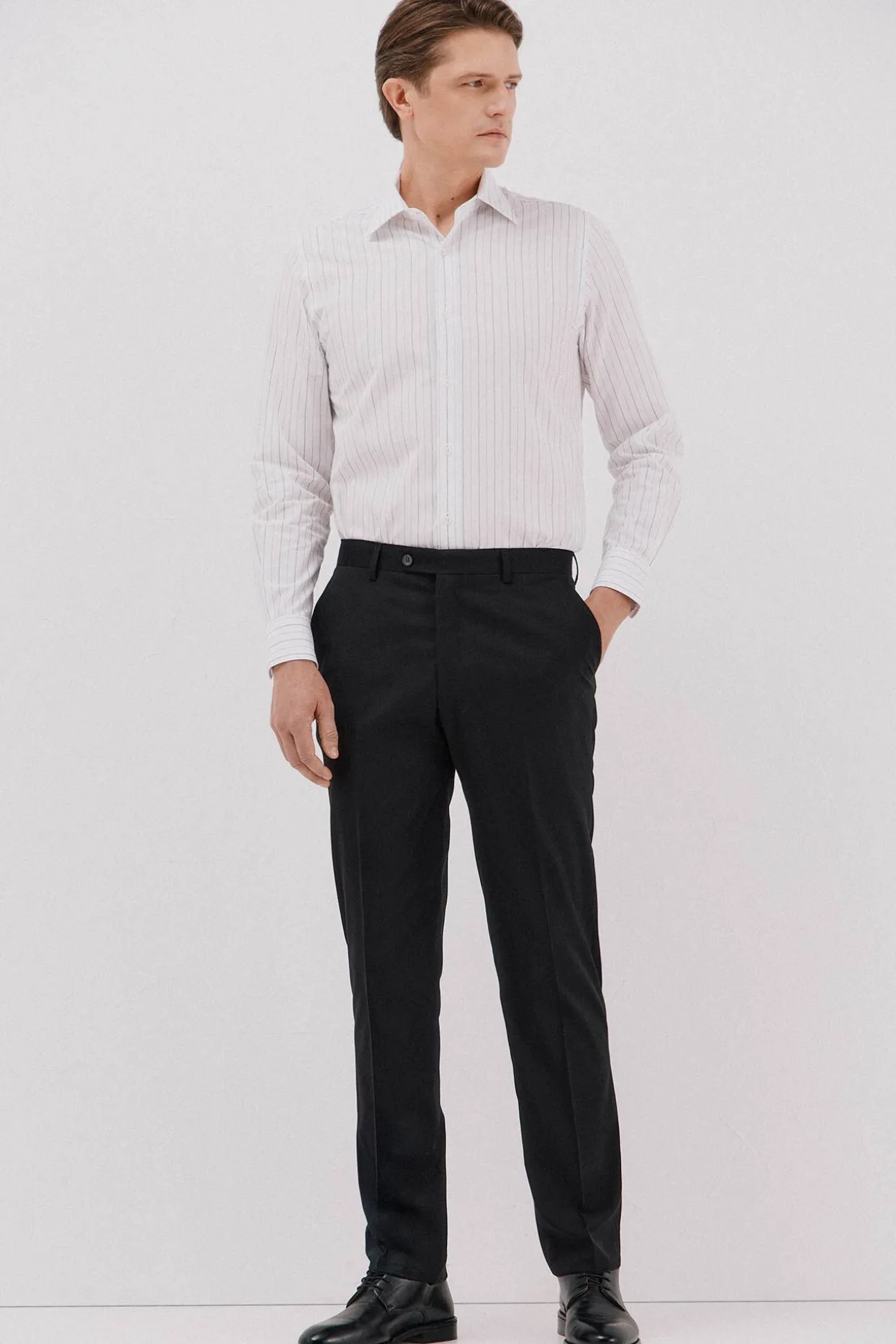 Camisa social riscas de algodão tencel