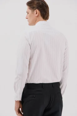 Camisa social riscas de algodão tencel