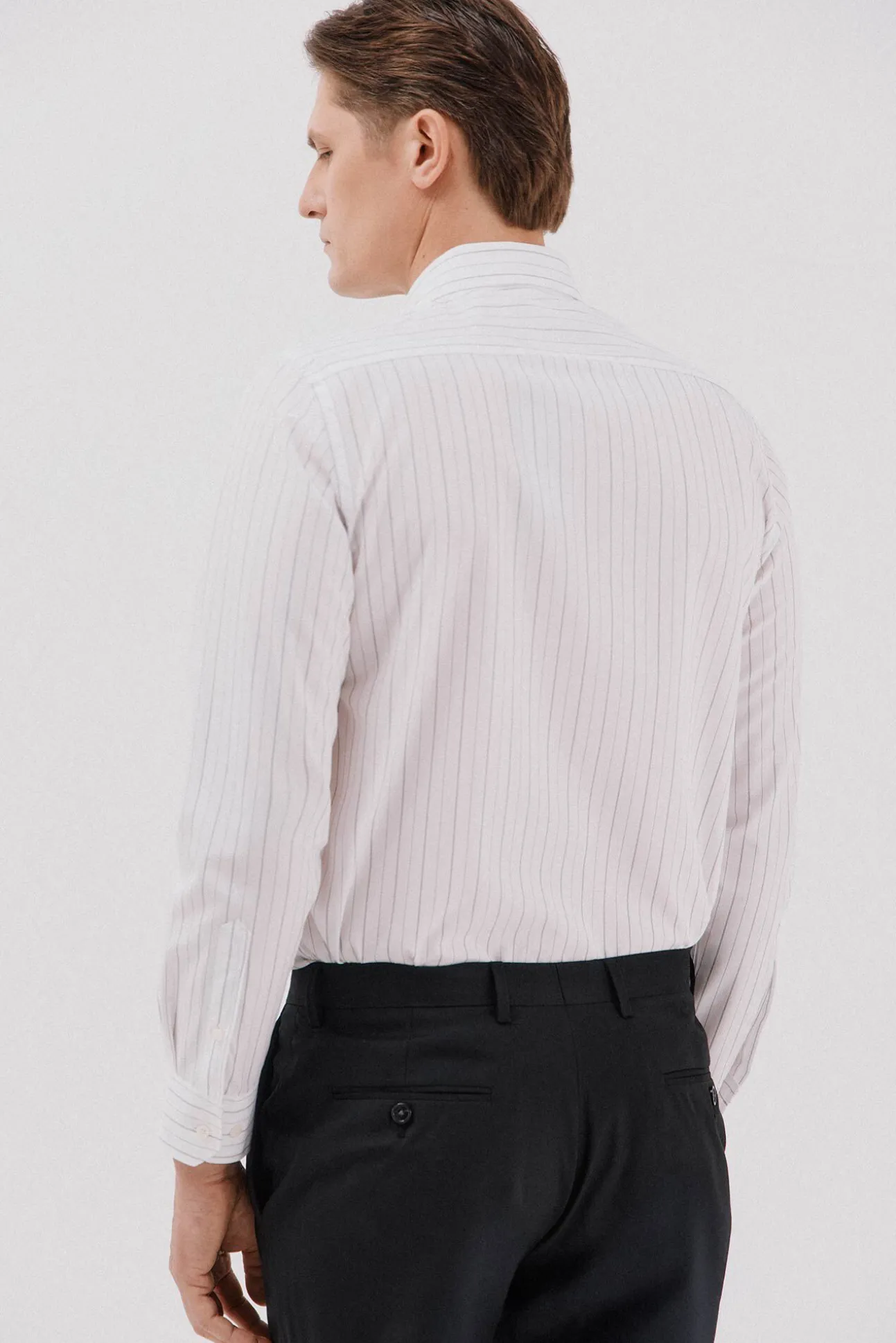 Camisa social riscas de algodão tencel