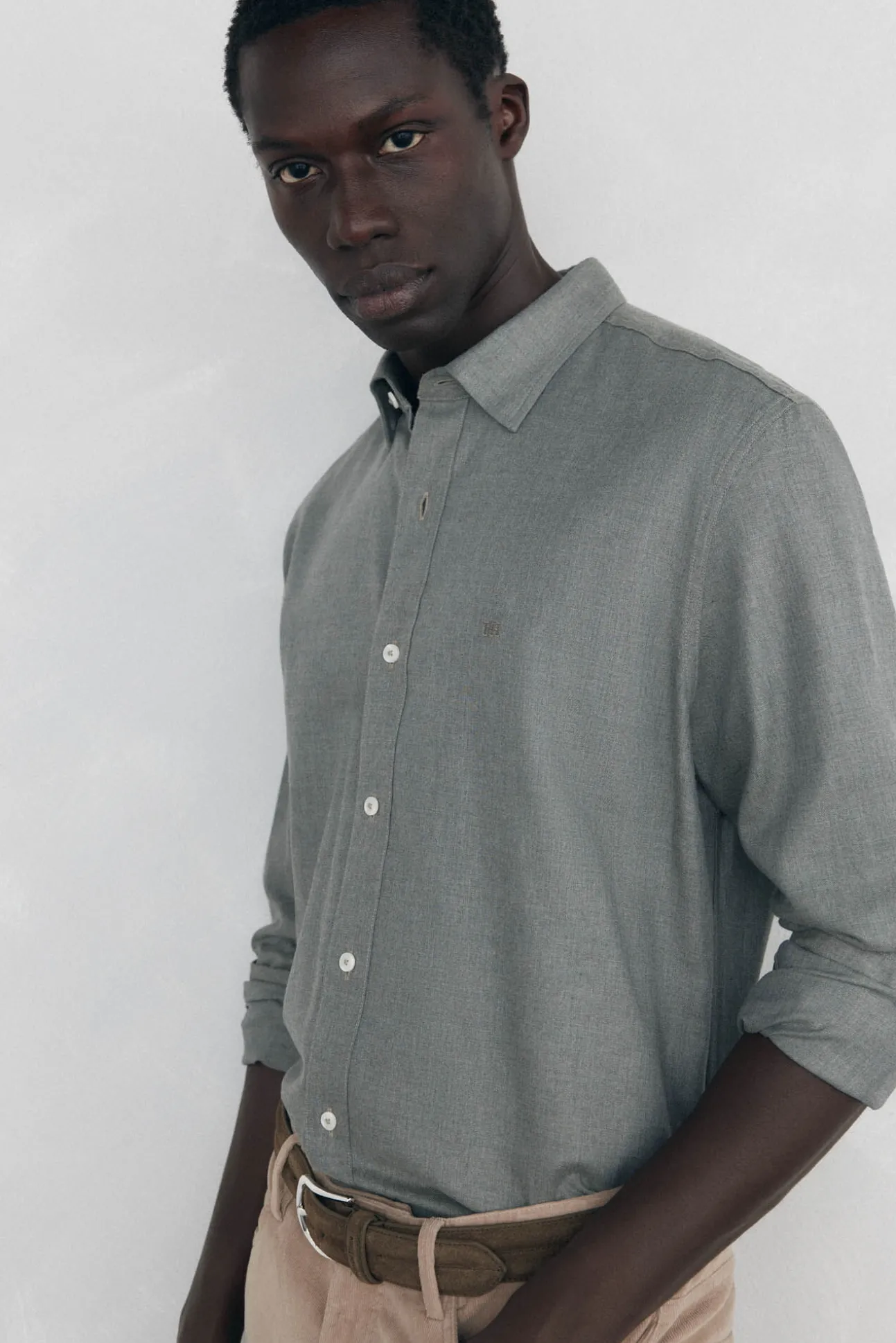 Camisa Tencel lisa mesclada