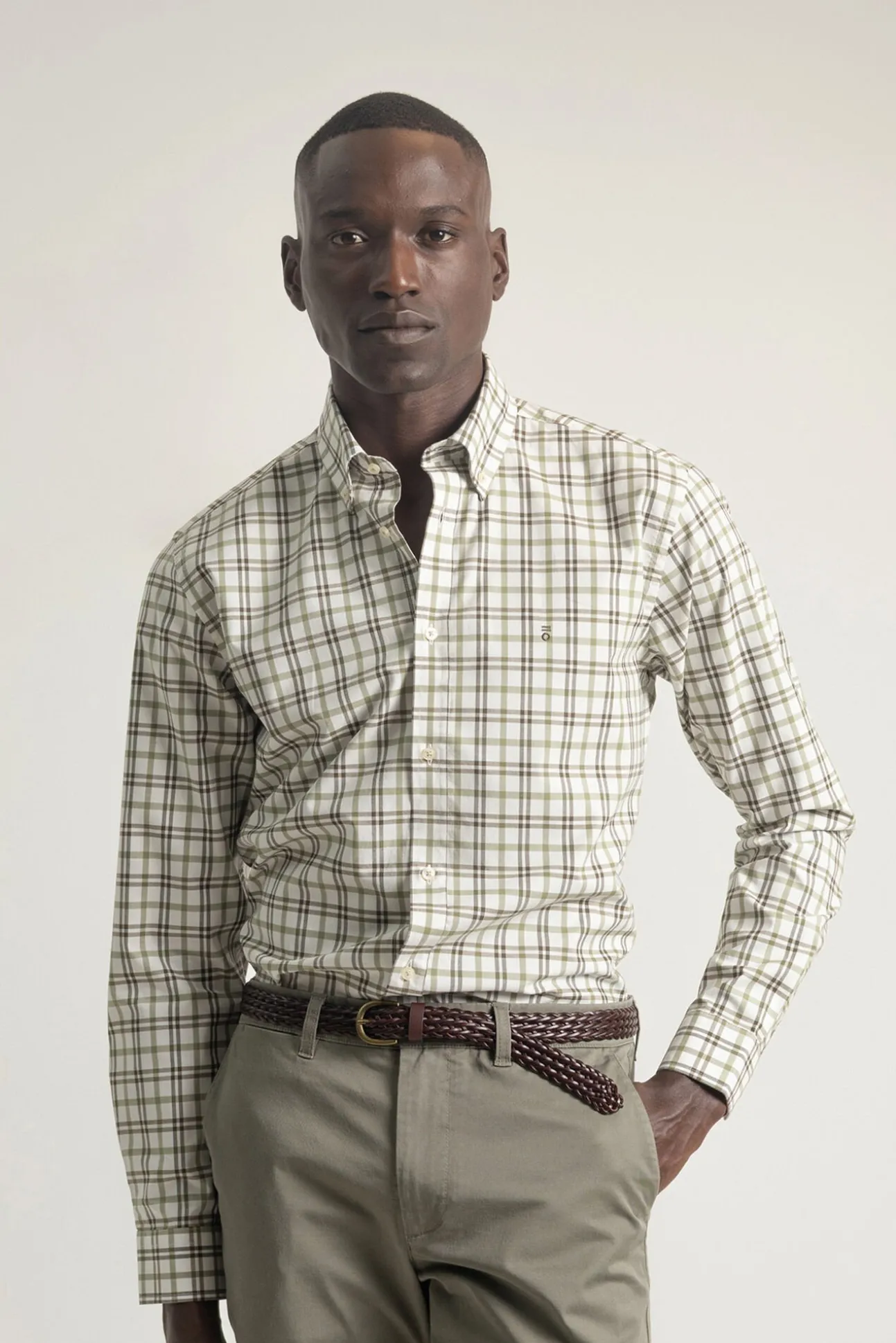 Camisa xadrez de algodão slim fit