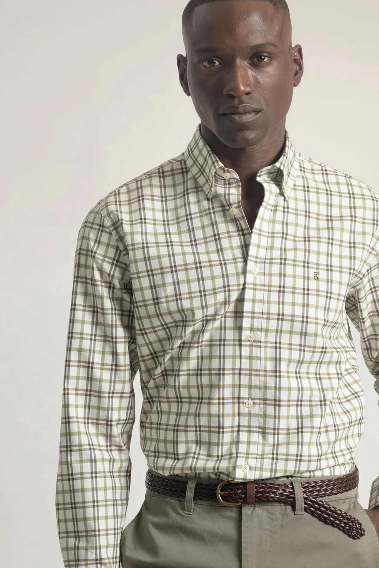 Camisa xadrez de algodão slim fit
