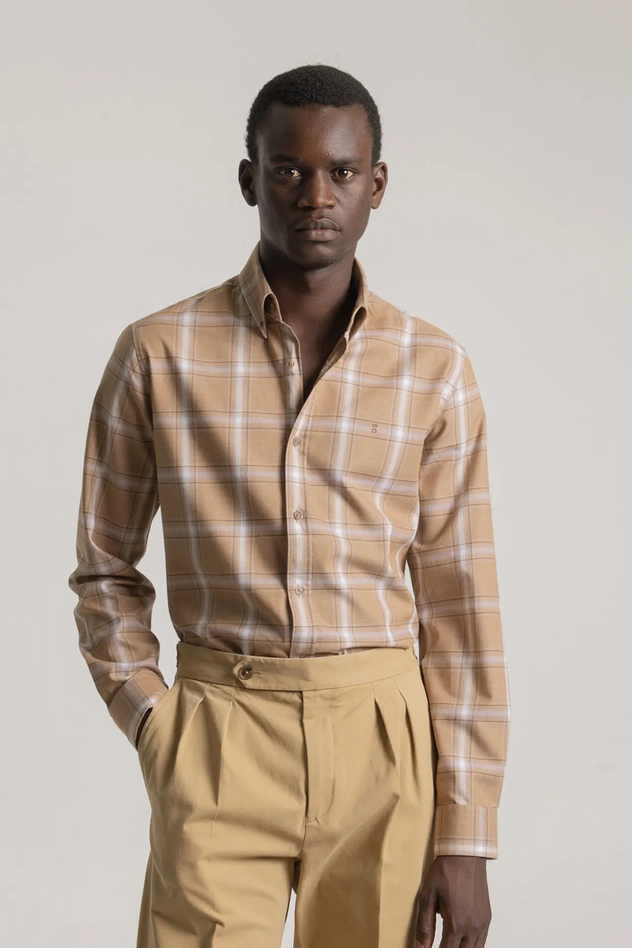 Camisa xadrez de algodão slim fit