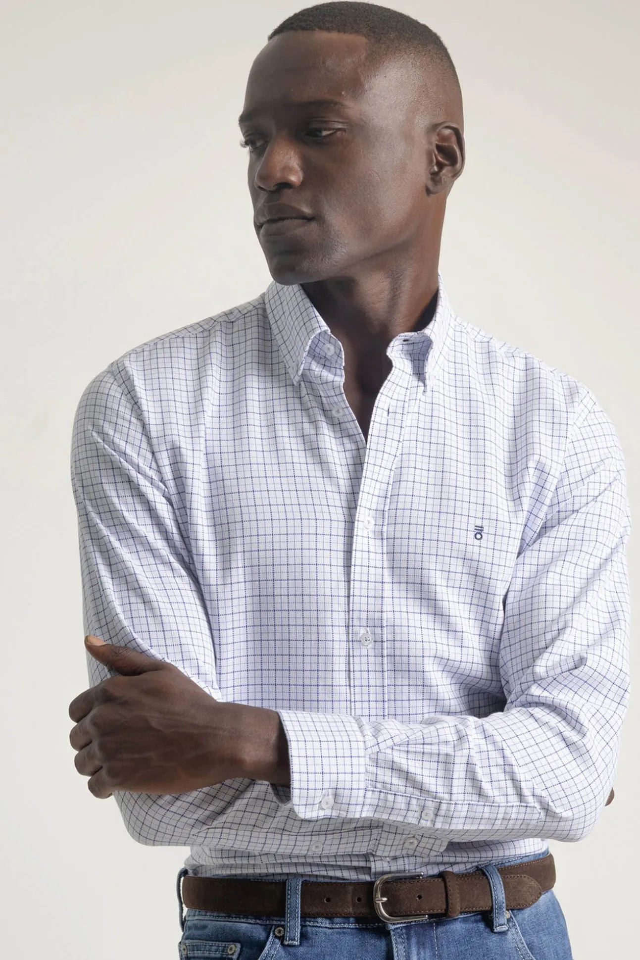 Camisa xadrez de algodão slim fit