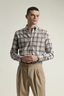 Camisa xadrez de algodão slim fit