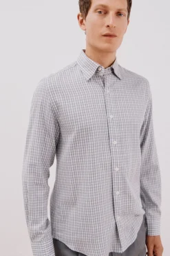 Camisa xadrez de algodão tencel