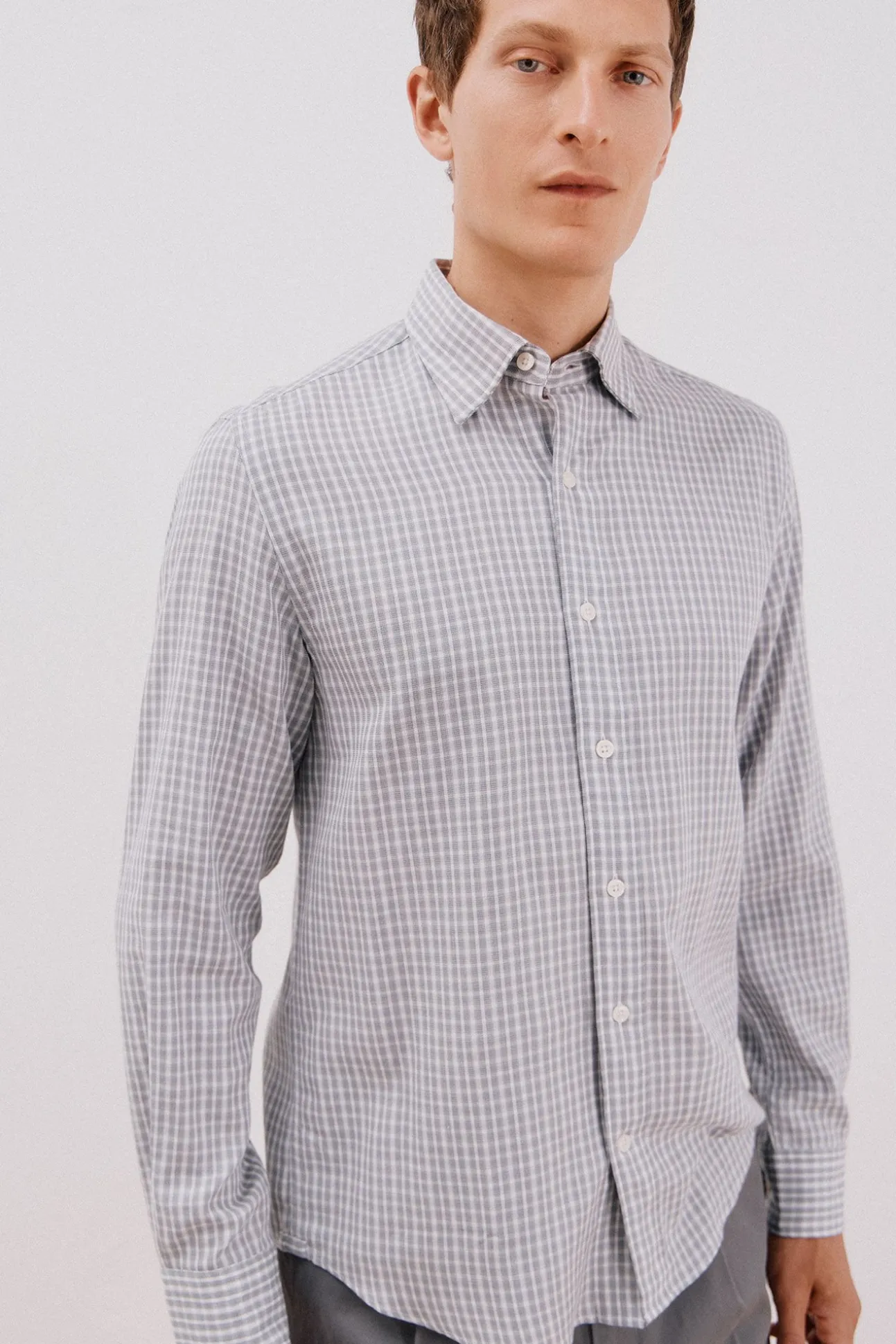 Camisa xadrez de algodão tencel