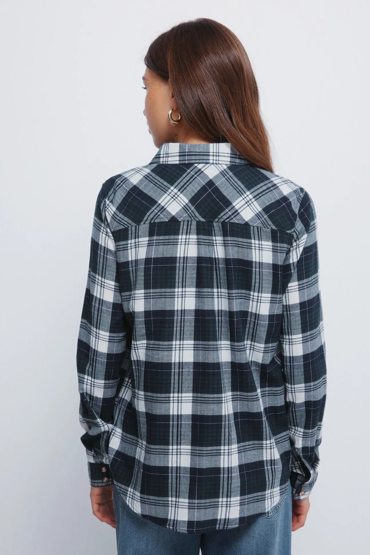 Camisa xadrez lurex com bolso