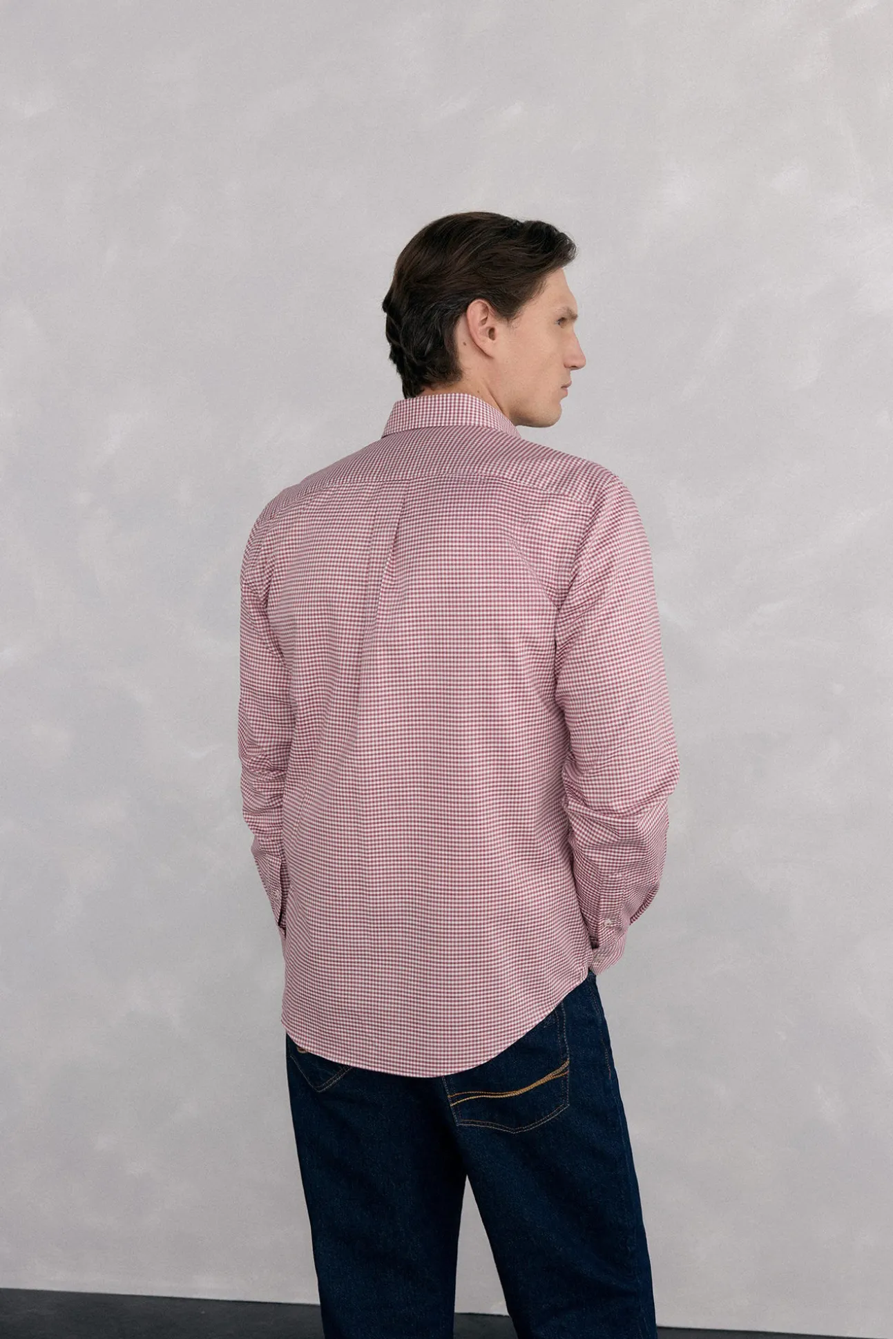 Camisa xadrez Oxford sem passar a ferro