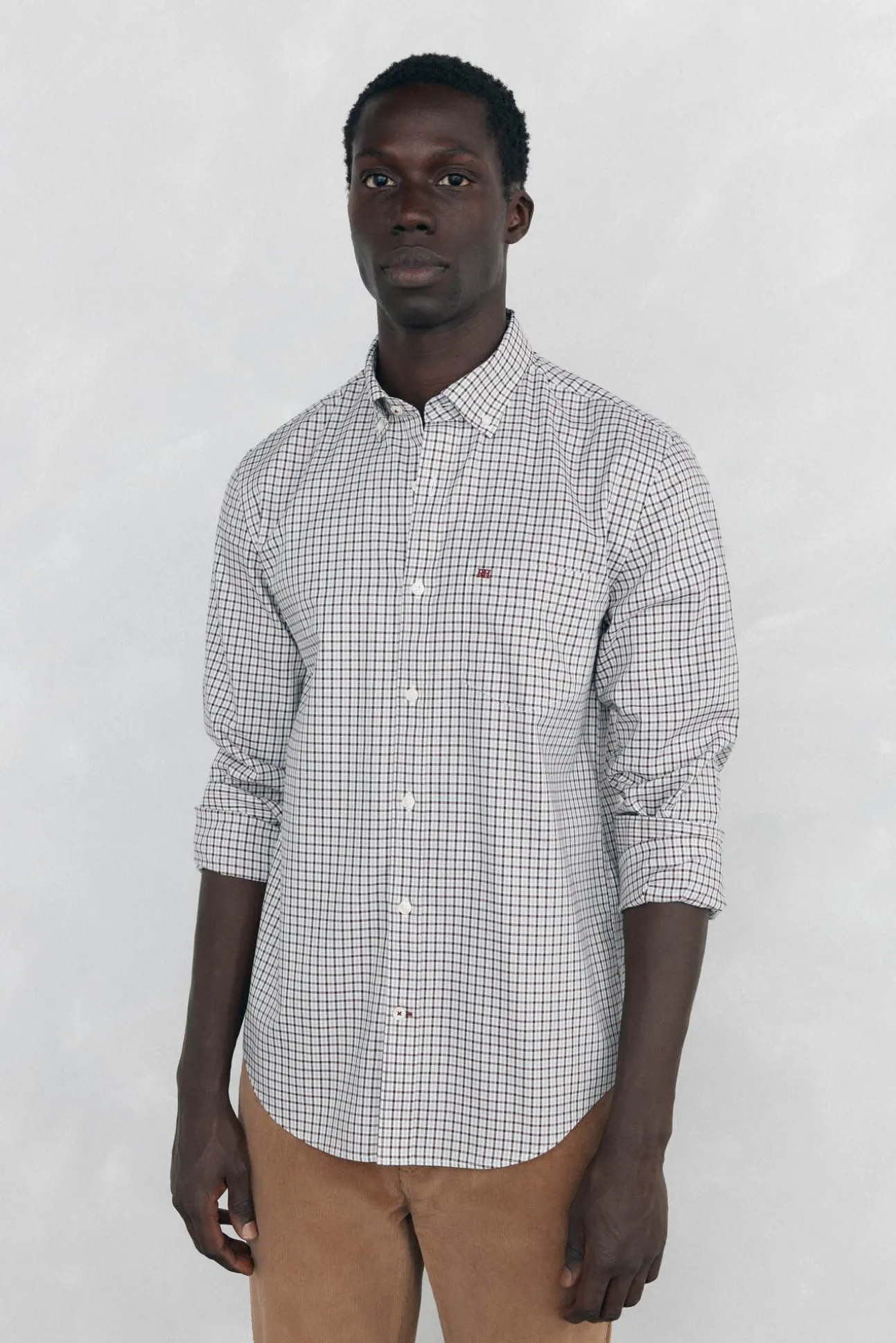 Camisa xadrez Oxford sem passar a ferro