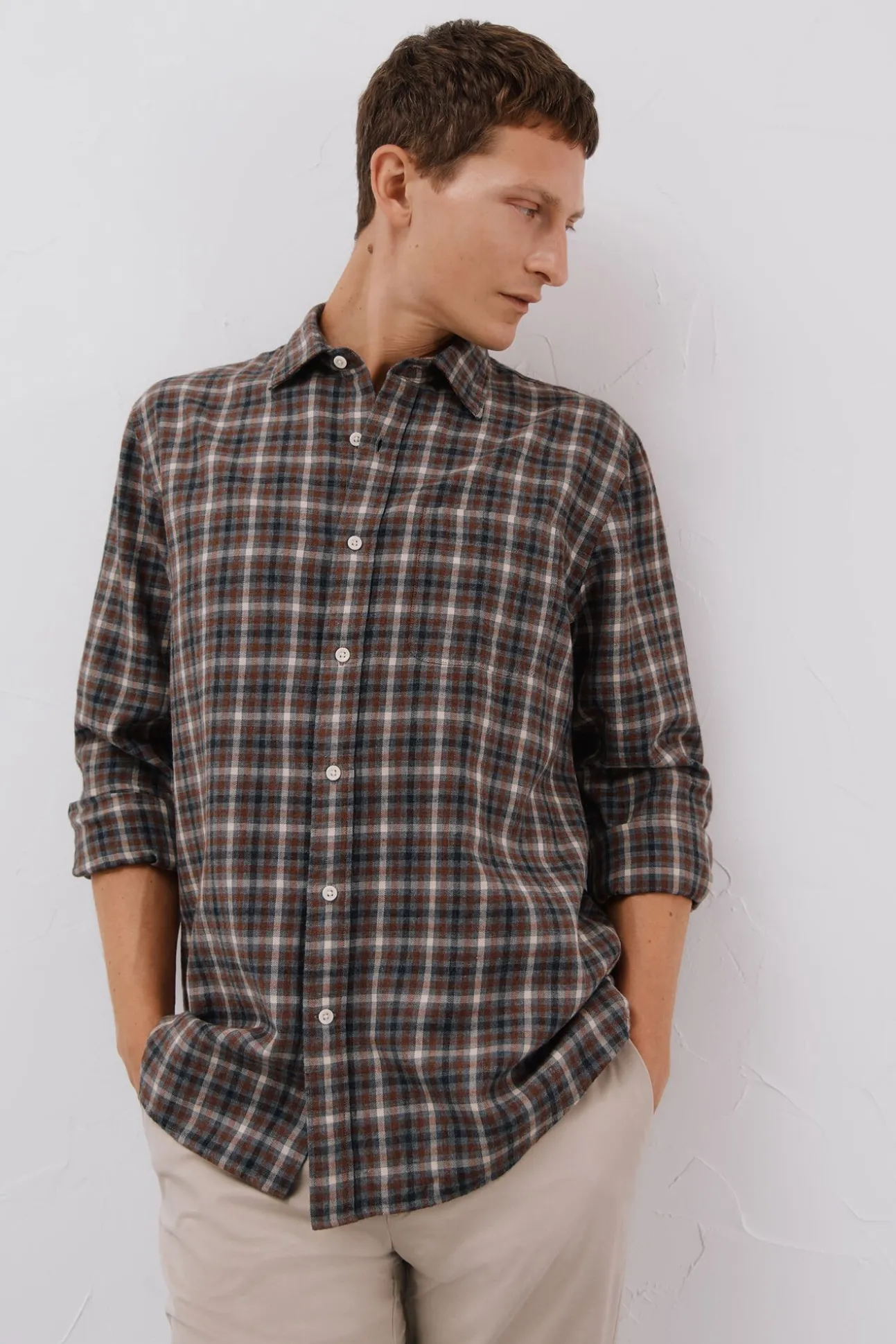 Camisa xadrez tencel